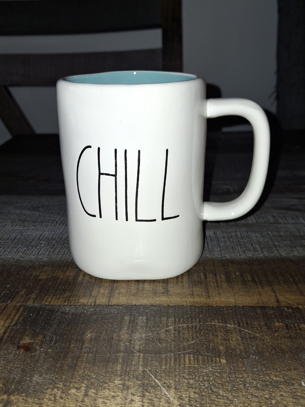Rae Dunn CHILL Mug-Blue Interior